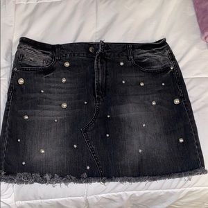 Black beaded jean skirt